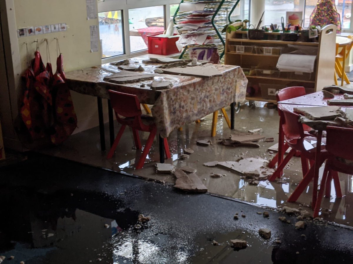 Unfortunately, the weather has taken its toll on school. The roof has leaked into the Nursery classroom and school kitchen. 

Nursery will be closed tomorrow so that we can get everything cleared up and we are urging ALL parents to provide a packed lunch for your child tomorrow.