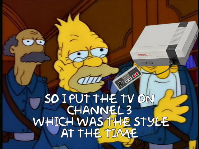 meeplewich's tweet photo. #Nintendo #NES #8bit #80s #80sGaming #retrogaming
#TheSimpsons #GrandpaSimpson #AbeSimpson #OnionOnMyBelt
#TBT #ThrowbackThursday https://t.co/hzOy7tQI2k