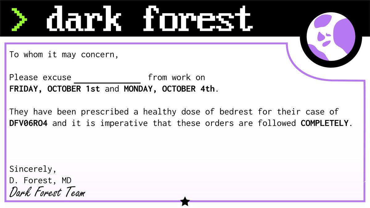 Round 4 begins tomorrow. 🪐

Need some extra time to secure the win? Fill this out and give it to your employer: