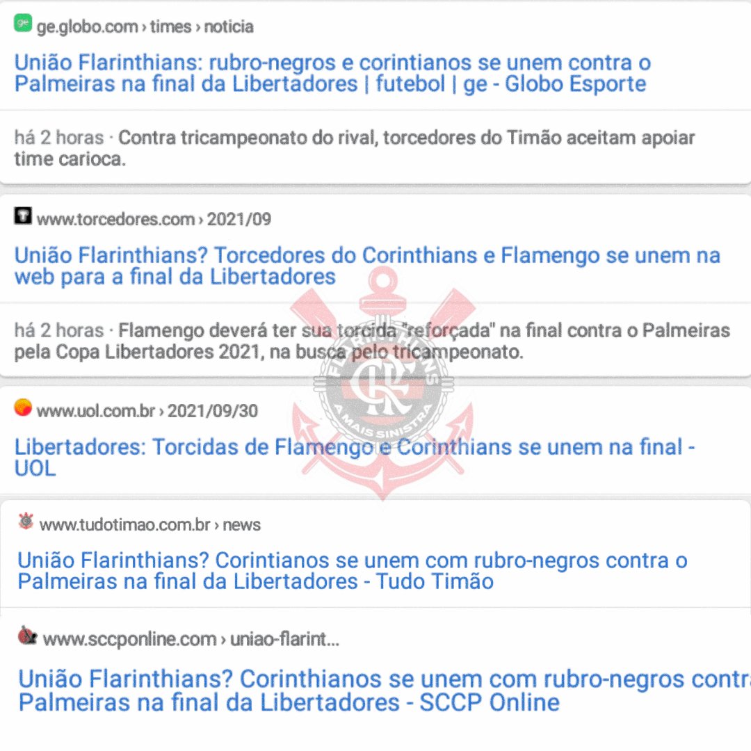 União Flarinthians? Corintianos se unem com rubro-negros contra o Palmeiras  na final da Libertadores