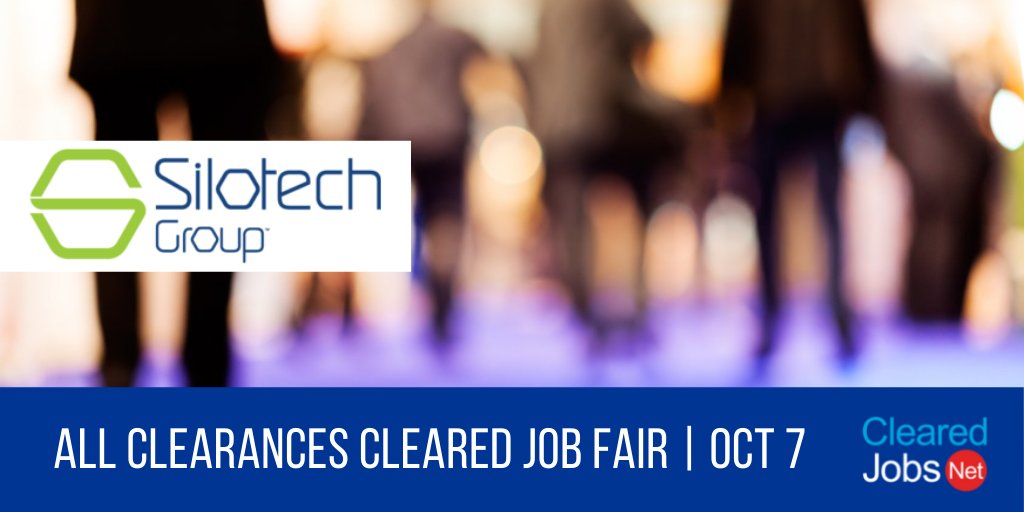 ClearedJobsNet's tweet image. Connect with @SilotechGroup at the October 7 All Clearances #ClearedJobFair clearedjobs.net/job-fair-compa… #SharePointEngineer #SystemsArchitect