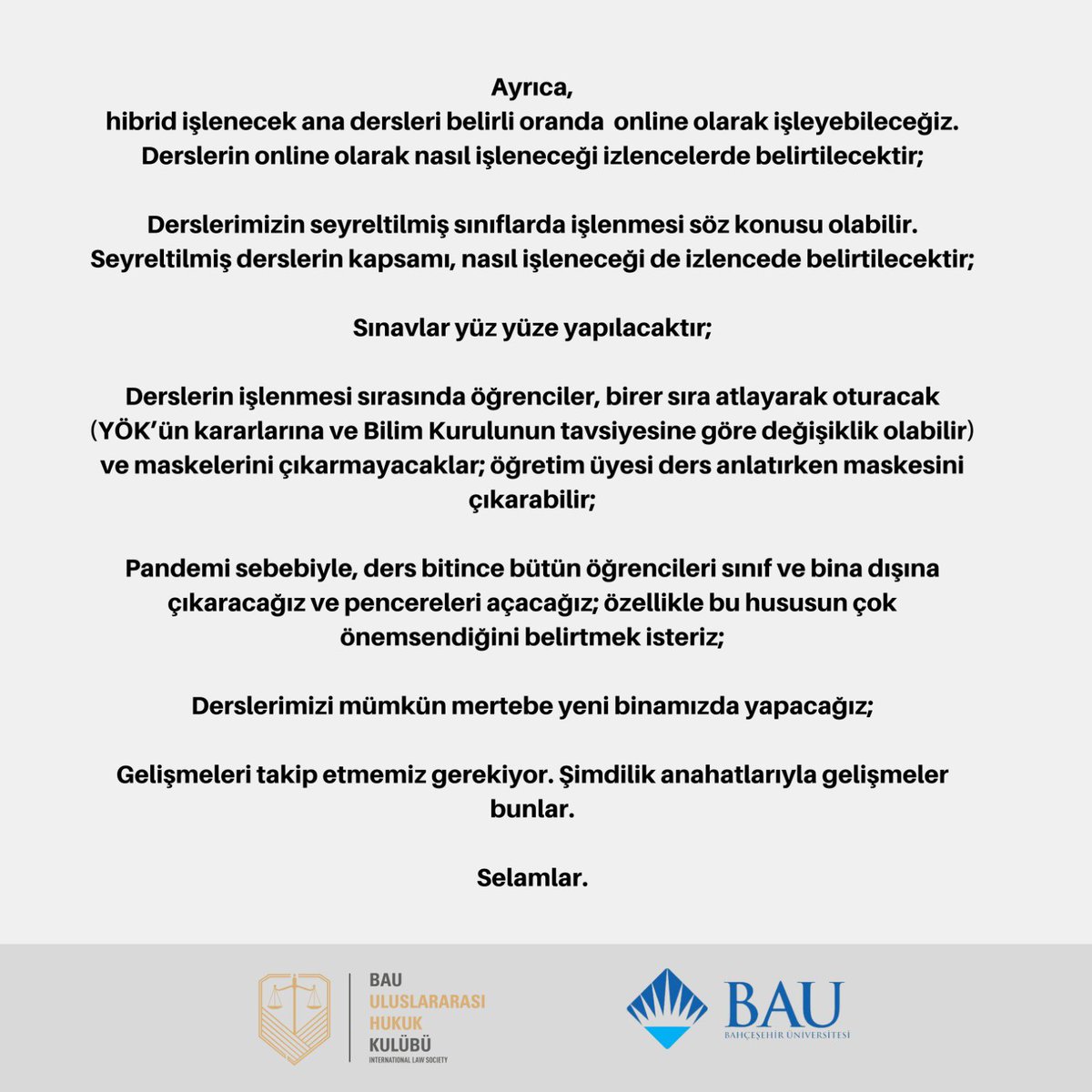 Bahçeşehir Üniversitesi Hukuk Fakültesi Dekanımız Prof. Dr. Kadir Emre Gökyayla’nın yeni öğretim yılı açıklamasıdır.