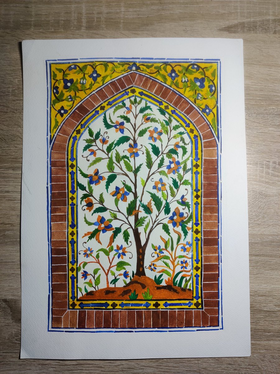 abhiertigibbet's tweet photo. Another Kashikari Wall panel from Wazir Khan Mosque, Lahore, Pakistan. Gouache and Watercolours on 300 gsm A3 cold pressed paper.
#ArtistOnTwitter #painting #gouache #paintingoftheday #biomorphs #islamicart #artwork #watercolour #watercolorpainting #floralart https://t.co/8czWFVWnA6