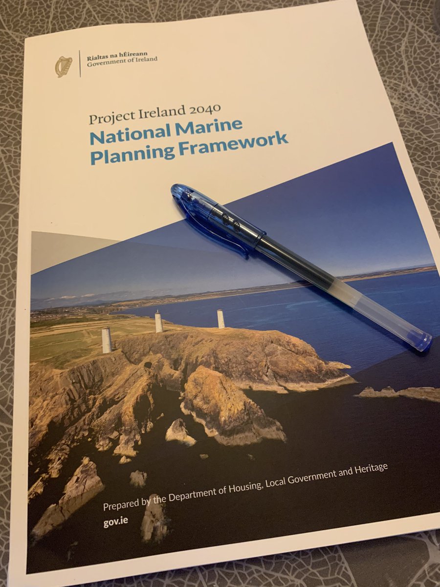 Now that the dark wet evenings are beginning to set in I had to get myself some reading material for over the autumn months. Glad to see the #NationalMarinePlanningFramework came in the post this week. Should make for interesting reading. #ProjectIreland2040 #MarinePlanning