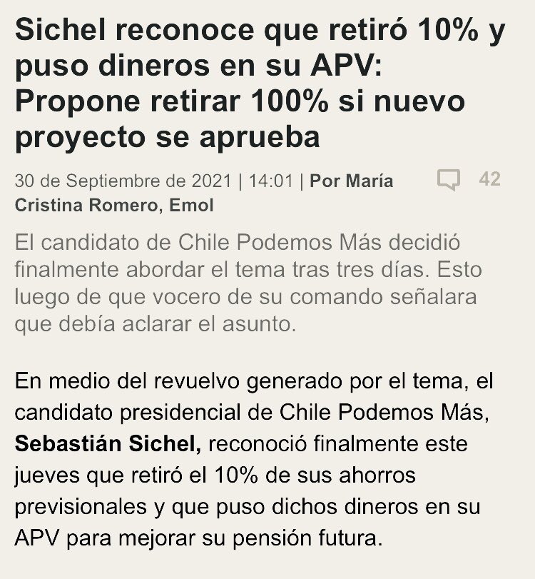 gsilvacuadra's tweet photo. Cuando otros retiran es “doloroso “ cuando él retira es “para APV” la coherencia de la derecha es inaguantable #Sichel 
Se oponían por “doctrina” a TODOS los retiros, pero todos( as) los sacaron Martorrel, Cubillos, hasta el ministro de Hacienda 😡😡 https://t.co/wj5HC42en2