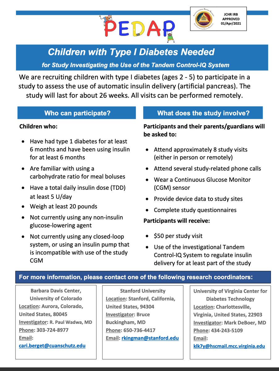 Children with Type I Diabetes Needed for Study Investigating the Use of the Tandem Control-IQ System! #diabetes #type1diabetes