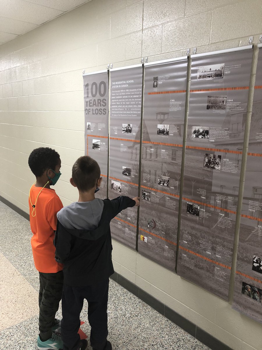 EmmaKingES's tweet photo. 🧡🍂🧡Orange Shirt Day- A National Day for Truth &amp; Reconciliation. We encourage you to listen, learn, + reflect on the lasting effects of residential schools as our students are doing today &amp; everyday. @SCDSB_Schools #NationalDayforTruthandReconciliation https://t.co/dnAB9zGKUs