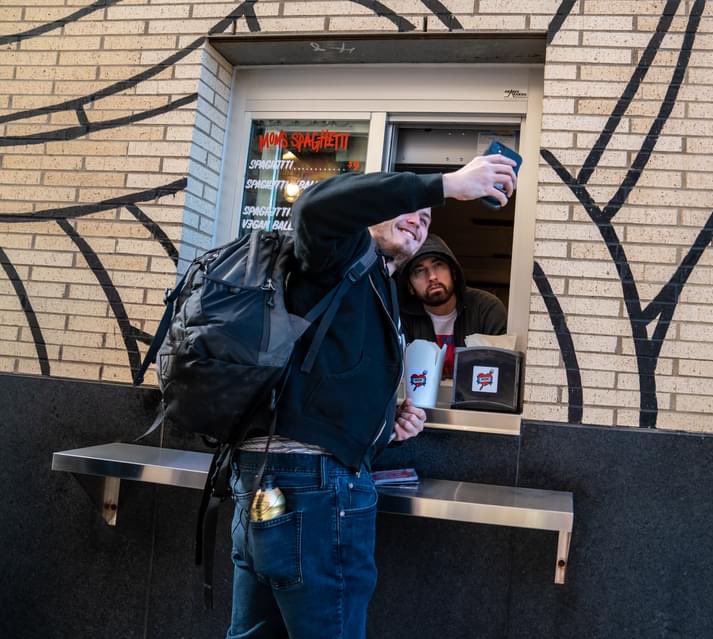 adopepage's tweet photo. Today was the grand opening of Eminem's walk-up restaurant "Mom's Spaghetti" in Detroit.
Not only was he there, he served the first wave of customers at the window!οΏΌ
#adopepage #momsspaghetti #eminem #eminemmomsspaghetti #enimenrestaurant https://t.co/De7JB01r8m