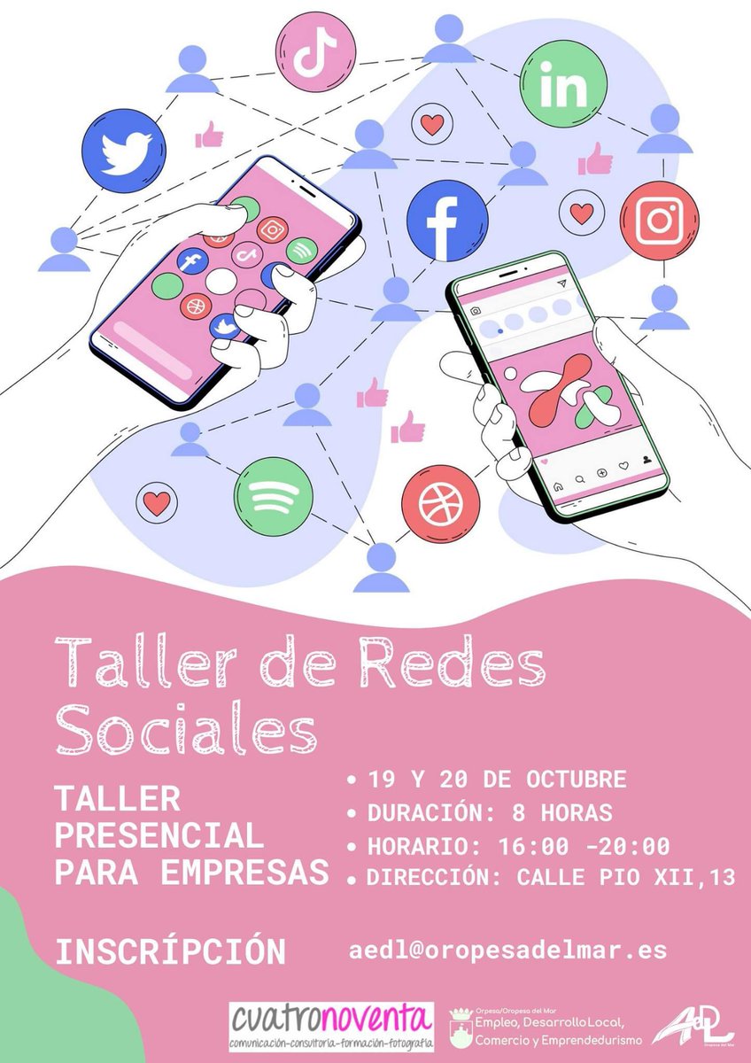 carolinasmm's tweet photo. Próximo talleres en @Oropesa_del_mar organizados por la concejalía de empleo y emprendimiento 

Son gratuitos

El primero sobre #marcapersonal y el segundo sobre #RRSS 

🤩😉 https://t.co/9P6VK1hZuX