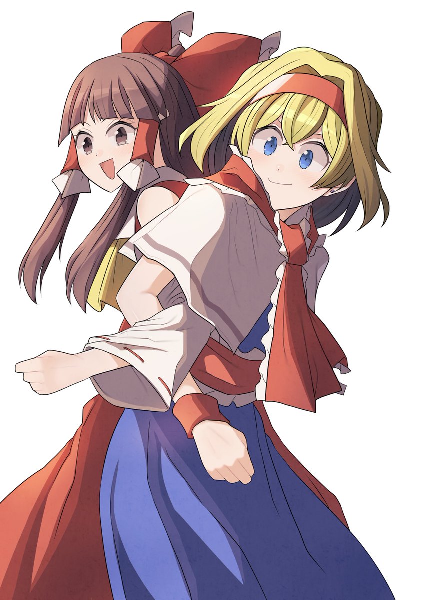 アリス・マーガトロイド ,博麗霊夢 「霊夢×アリス #東方Project #レイアリ」|赤橙セイのイラスト