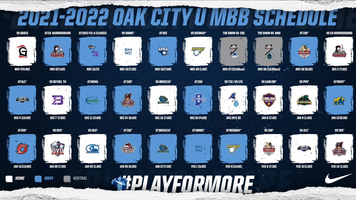 OAK CITY U 2021-2022 Men’s Basketball Schedule ⬇️ #PlayForMORE <a href="/GoMightyOaks/">Mighty Oaks Athletics</a>