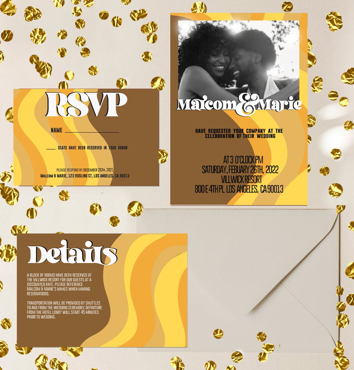 ECSU Graphic Design- some recent designs from Typography II class, Wedding Invitation project. 