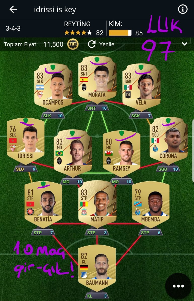 ⚜️Kardo Kurma Görevi⚜️
⚜️Lig ve Uyruk Karması⚜️
💠FUTBIN sürekli açık olsun
💠LUK23 ve LUK35 mantığını kavramanız için alanlara ayrıldı. Uyrukları kendiniz seçebilirsiniz.
💠LUK97 için sadakat gerektiğinden 10 maça girip çekilebilirsiniz.