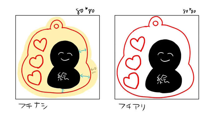 ちなみに、80*80内で、フチなしとフチありだと、フチありの方が結構ギリまで大きくしても大丈夫な気がしますね!心配だったらちょっと余裕あるぐらいにしておくと事故が起こらないかと思います! 