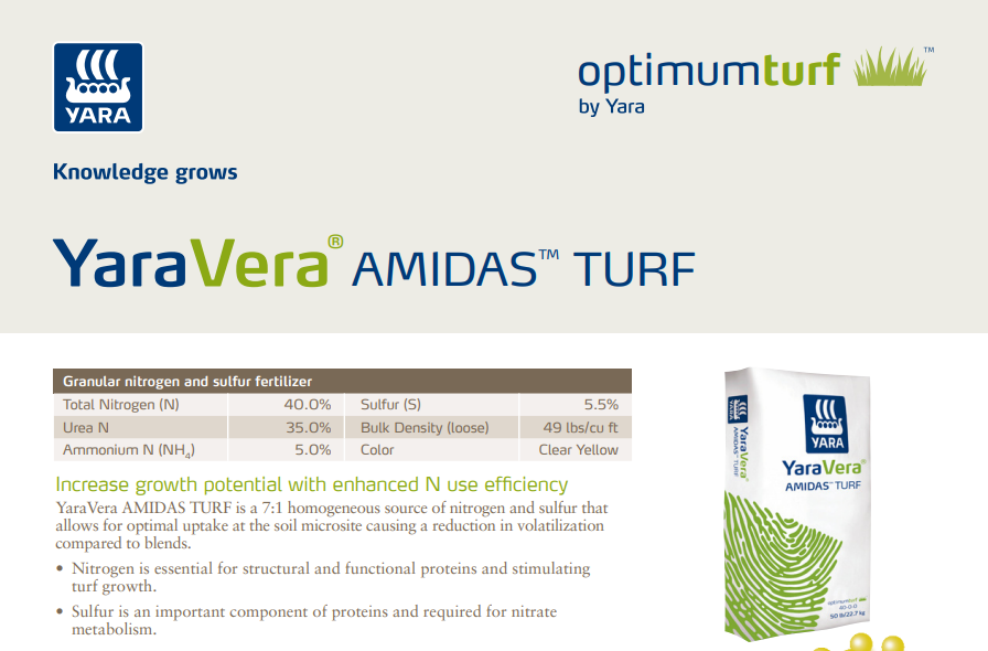 OptimumTurf_YNA's tweet photo. Your turf's fall fertilization should include homogeneous products to ensure nutrient availability and even distribution. #YaraVera #AMIDAS TURF is a N+S source that maximizes nutrient efficiency and reduces volatilization compared to blends. https://t.co/21dIYK4FZd #OptimumTurf https://t.co/Rn1Agf3OeY