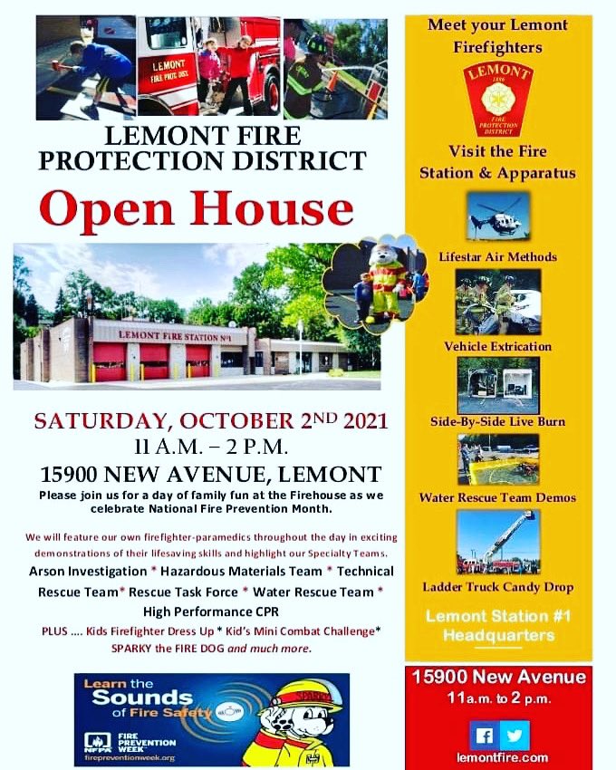 Join us at our Open House this Saturday from 11-2pm at Station #1 for a day of fun with your family and friends as we recognize #nationalfirepreventionmonth #lemontlocal3966 #lemontfpd