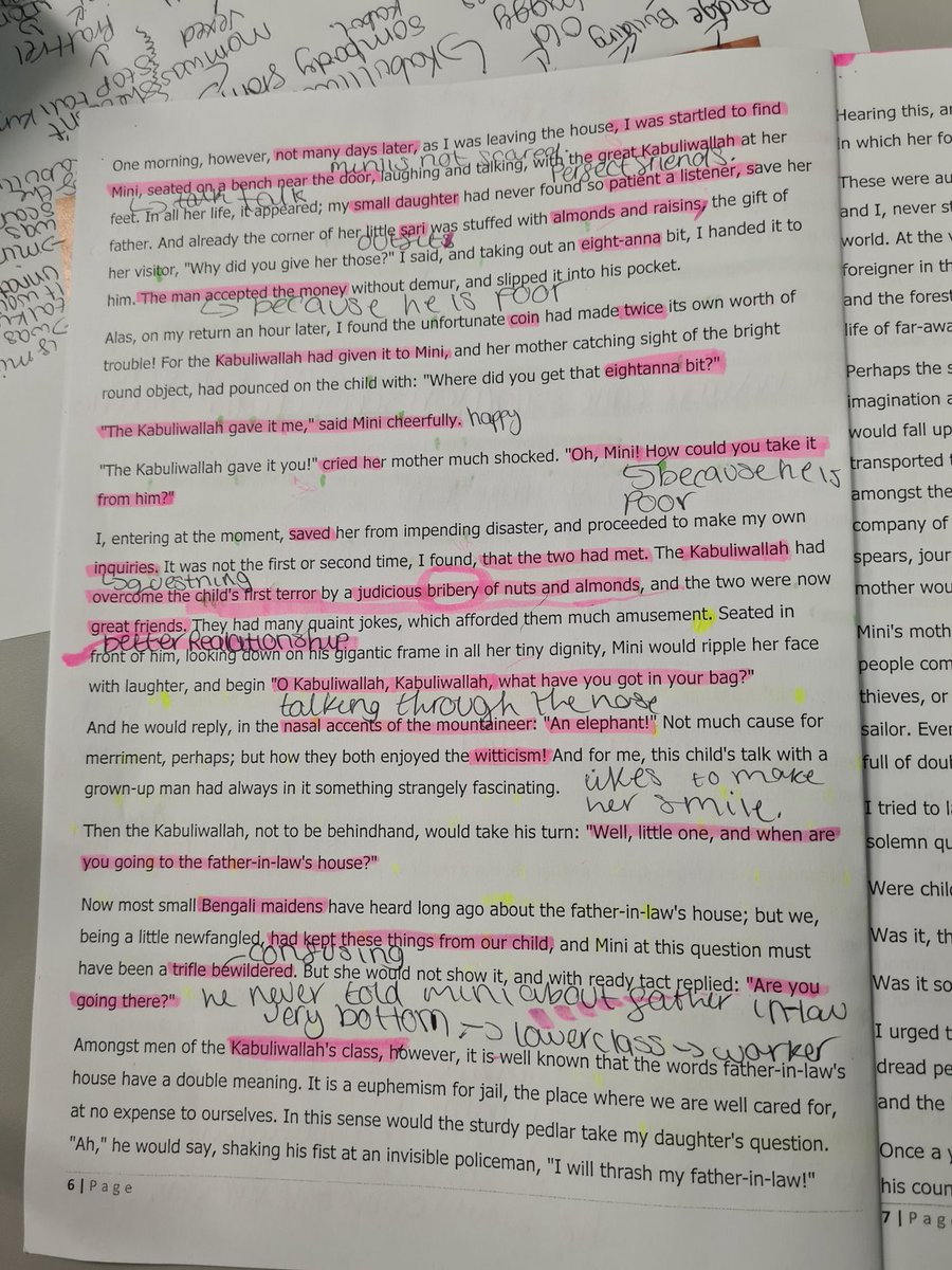 MissKaurAHS's tweet photo. Well done to 8H English who worked hard in our reading lesson. They love learning about the Kabuliwallah. How great are these notes? #ReadingRich @ZLynchAHS @MissCeney https://t.co/wiwqmd5JMw