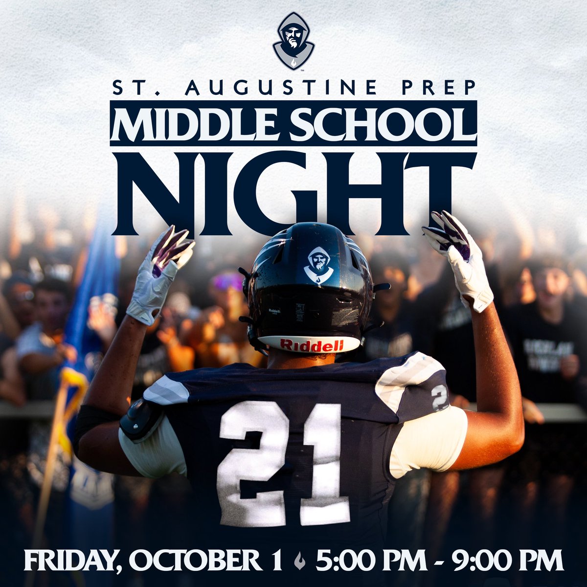 LAST CALL for tomorrow’s Middle School Night from 5-9 pm!

6th, 7th &amp; 8th graders your FREE registration includes:

• 🎟 to the <a href="/HermitsFootball/">St. Augustine Prep Football</a> game
• 🌭 and🥤
• official Hermits Trucker Hat

Sign-up 🔗: bit.ly/3B1sgIT