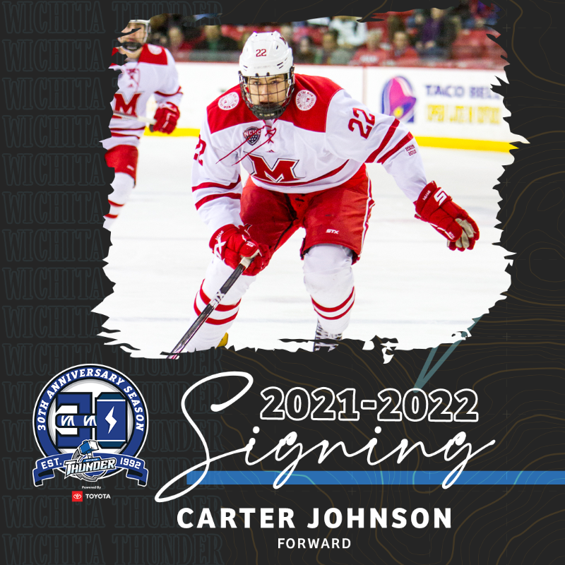 Wichita_Thunder's tweet photo. ⚡️ PLAYER SIGNINGS: We have added goaltender Michael Bitzer and rookie forward Carter Johnson (@c_johns95) to our roster for the upcoming season!

READ MORE » https://t.co/PV3ksPyNcC