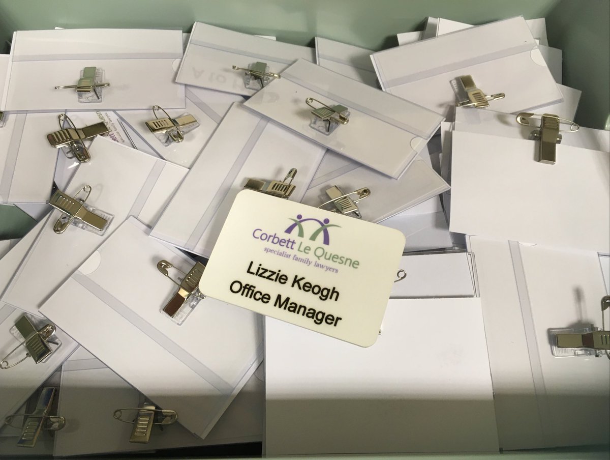 And the name badges are all printed in readiness for <a href="/CorbettLeQuesne/">Corbett Le Quesne</a>’s Jersey International Family Law Conference on 8th October. Flowers have been ordered, menu chosen… we are ready for our guests!! Oh and lovely weather has been ordered.