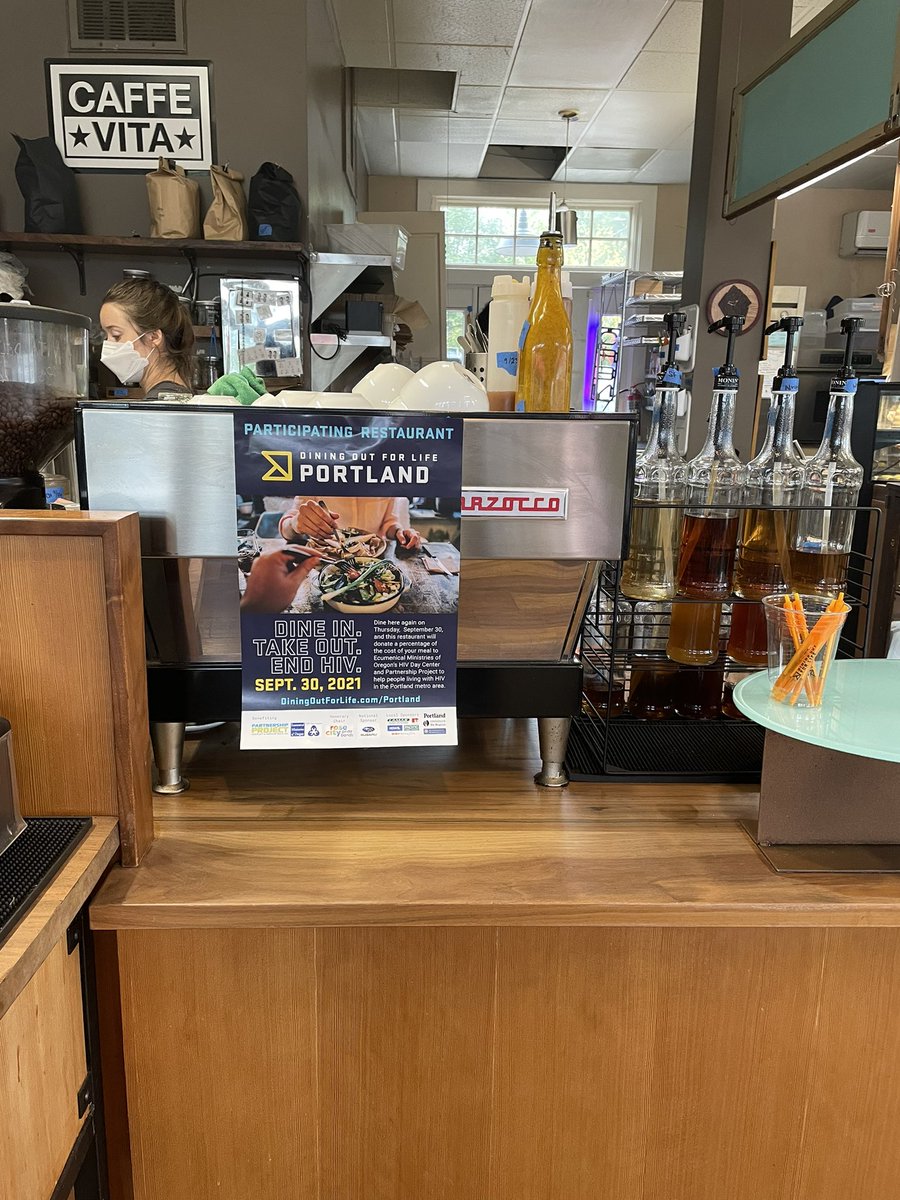 Good morning from Rain or Shine Coffee House!! See diningoutforlife.com/city/portland/ for a full list of restaurants that are participating in Dining Out For Life Portland today!!! #DineOutEndHIV #DineOutGiveBack