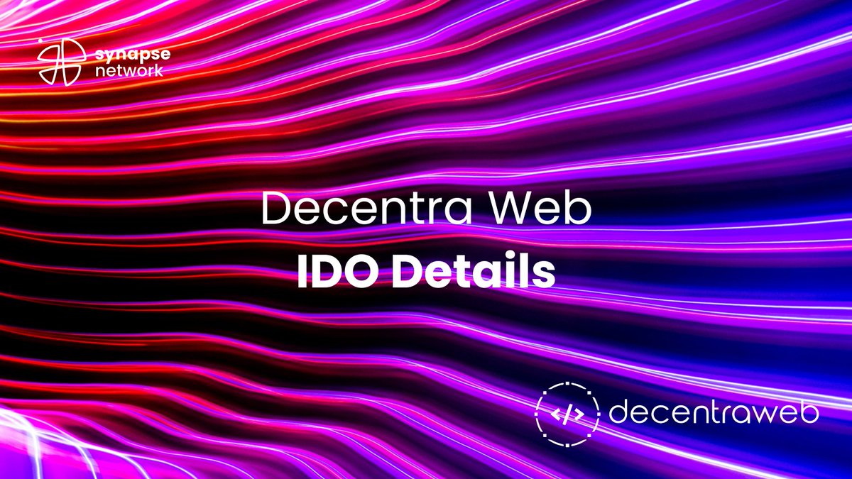 ☁️ <a href="/decentra_web/">Decentraweb ﹤⁄﹥</a> IDO details are here!

DecentraWeb aims to transform the internet and DNS by allowing anyone to permissionessly create their own top level domain and own it permanently.

07.10 Start IDO 9 AM UTC 
08.10 End IDO 9 AM UTC 

Read:
synapsenetwork.medium.com/decentraweb-id…

1/