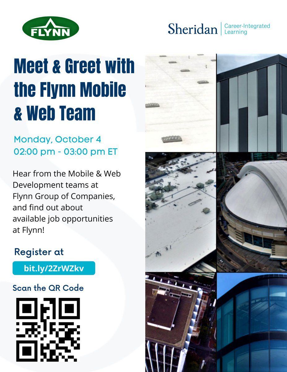 sheridanworks_'s tweet photo. 📣Interested in building your tech career with a fast-growing Canadian company? 

📱Register to meet with the Flynn Mobile &amp; Web Team and you can launch your tech career at Flynn!

#flynngroup #sheridancollege #sheridanalumni #careerconnectionsweek @sheridancollege @coopsheridan https://t.co/E0MxirHxnk