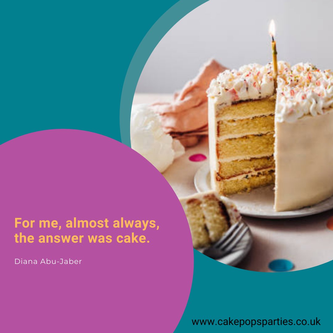 For me, almost always, the answer was cake. -Diana Abu-Jaber
#CakePopsParties #quotes #cake #cakepops #cakes #cakedecorating #chocolate #food #dessert #baking #yummy #love #sweet #uk