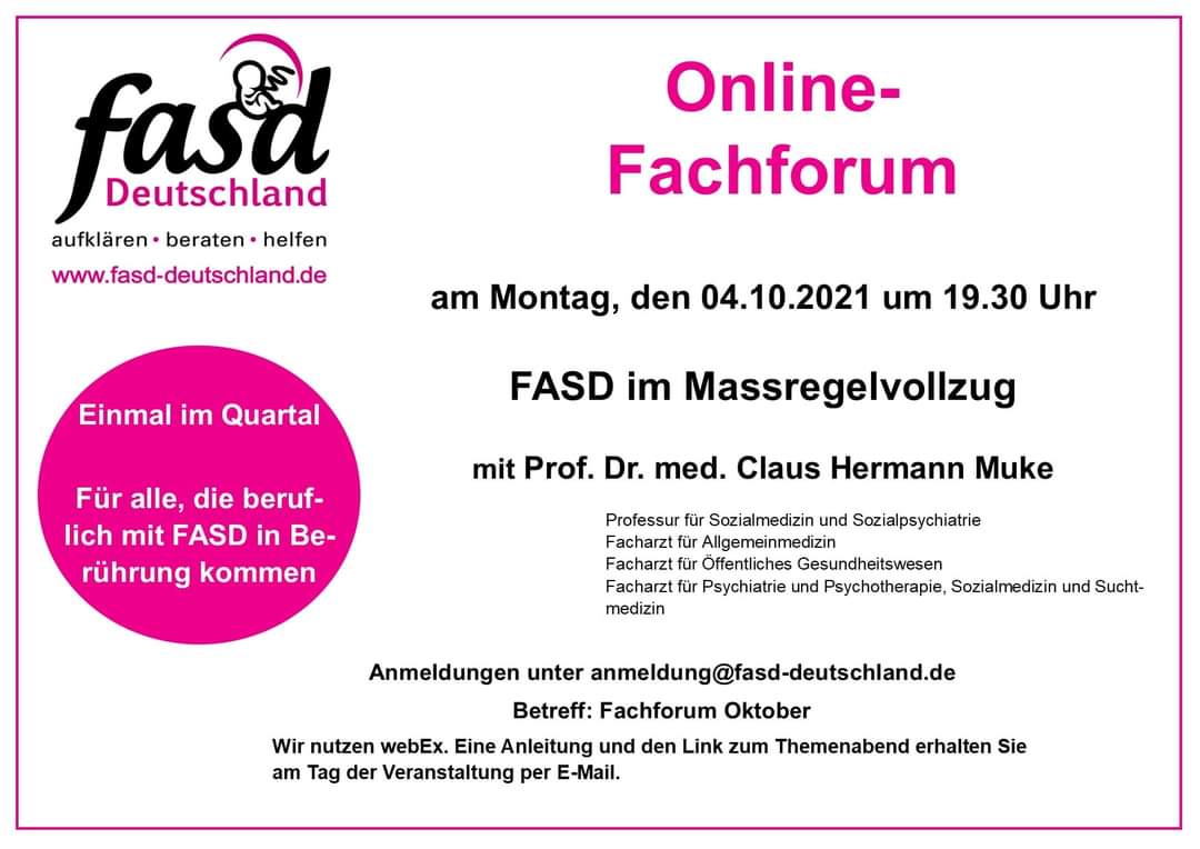 Der Abend richtet sich an alle, die beruflich mit FASD in Berührung kommen! #leuchtturmfasd
#maßregelvollzug
#onlinefachforum
#onlinefortbildung
#sozialmedizin #sozialpsychiatrie
#allgemeinmedizin
#öffentlichesgesundheitswesen #psychiatrie #psychotherapie #suchtmedizin #fasd