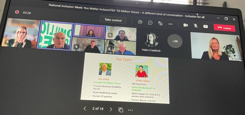 50MillionVoices's tweet photo. Thank you @HelenCraddock19 &amp; Mel Aston for today’s super opportunity to join @compassgroupuk #NationalInclusionWeek2021 events &amp; share insights re #stuttering, great #allyship &amp; more …. #Takes2ToStutter https://t.co/SCeNYTJ1u2