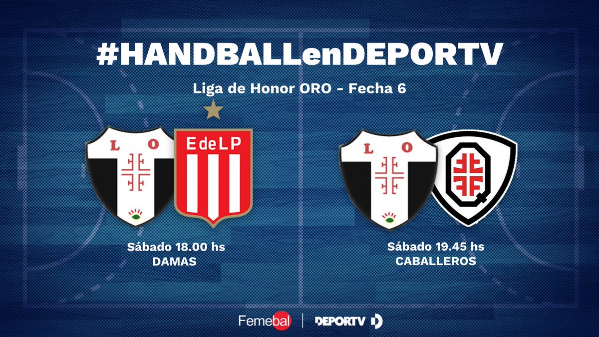 SÁBADO | HAY #HANDBALLenDEPORTV

🏆 Liga de Honor ORO - Fecha 6

⏰ 18.00 hs.
🤾‍♀️  <a href="/SedaloArgentina/">Sedalo Argentina</a> 🆚<a href="/edelphandball/">Handball Estudiantes de La Plata</a>
 
⏰ 19.45 hs.
🤾‍♂️ <a href="/SedaloArgentina/">Sedalo Argentina</a>🆚<a href="/AACF_Quilmes/">AACF Quilmes</a>

🎙️  <a href="/hernandelorenzi/">Hernan E. De Lorenzi</a> / <a href="/ROMANBRAVO10/">🎙ROMANDBALL📝</a> / <a href="/Iaru12/">Iara Embon</a> / Valentina Kogan

 🖱️👉bit.ly/3B9IcIY