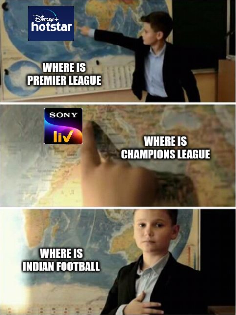 Life Of Indian Football Fan✍️

Do Something @StarFootball, @StarSportsIndia  @SonySportsIndia @EurosportIN @1SportsInLive @viacom18 @ianuragthakur @KirenRijiju @IndianFootball @praful_patel 

We Want SAFF Cup Live Telecast In TV

#IndianFootball #SAFFCup #SAFFChampionship2021