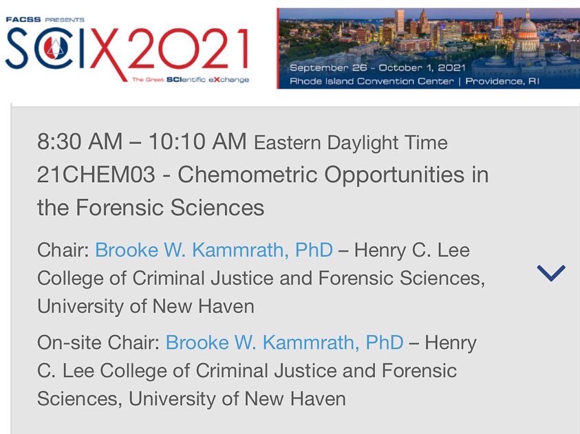 BKammrath's tweet photo. Fantastic scientific presentations continue today at #SciX2021, especially this morning’s session on #Chemometric Opportunities in the #Forensic Sciences with fascinating talks by Drs. Jose Almirall, Jacqueline Speir, Matthieu Baudelet, Rabi Musah, &amp; Sergey Mamedov. https://t.co/XrjqWaQhGz