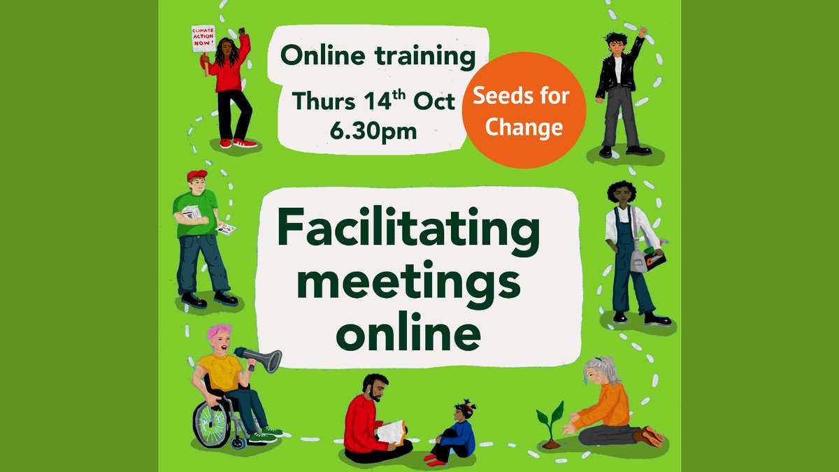 Coming up: free 2 hour workshop for people organising for climate justice. Packed with ideas and practical tools for making online meetings more accessible, interactive and democratic. Beginners welcome! Thurs 14th Oct, 6.30-8.30pm on zoom. Register here: tinyurl.com/7k7ub389