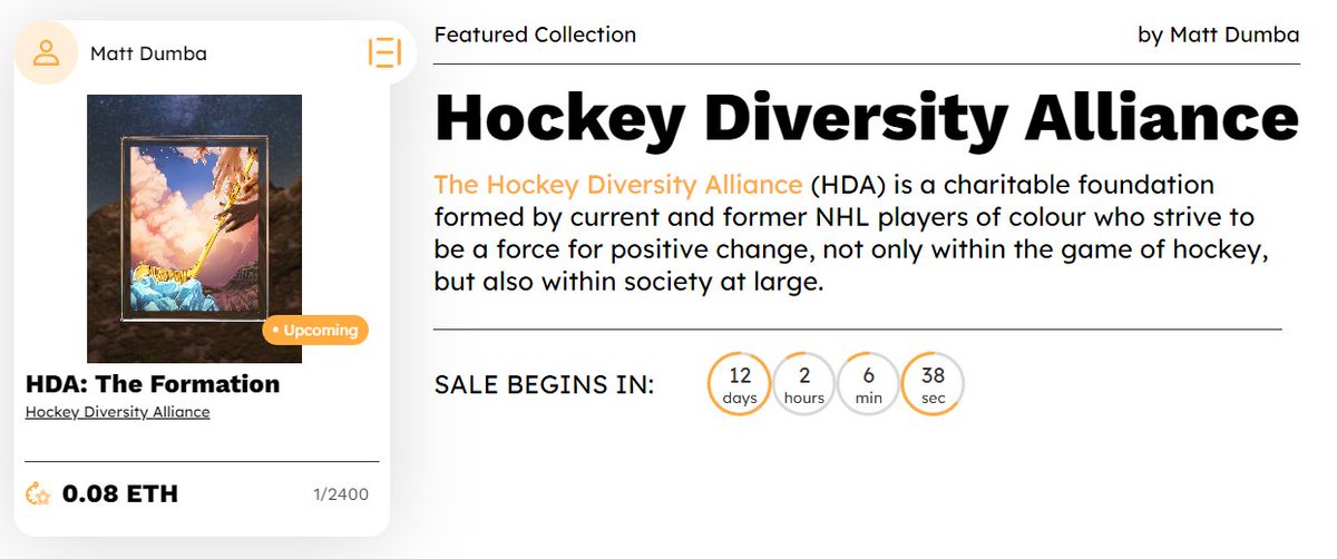 girldadNFT's tweet image. It&apos;s time 🔥 @etchedNFT presents &quot;HDA: The Formation&quot; in collaboration with @TheOfficialHDA x @matt_dumba

Website: etched.co
Vid: youtu.be/DSglGr7Z3Bk
Discord: discord.gg/etched
What: 2400 @ .08 ETH (credit/debit 👍)
When: October 12th (@NHL opening night)