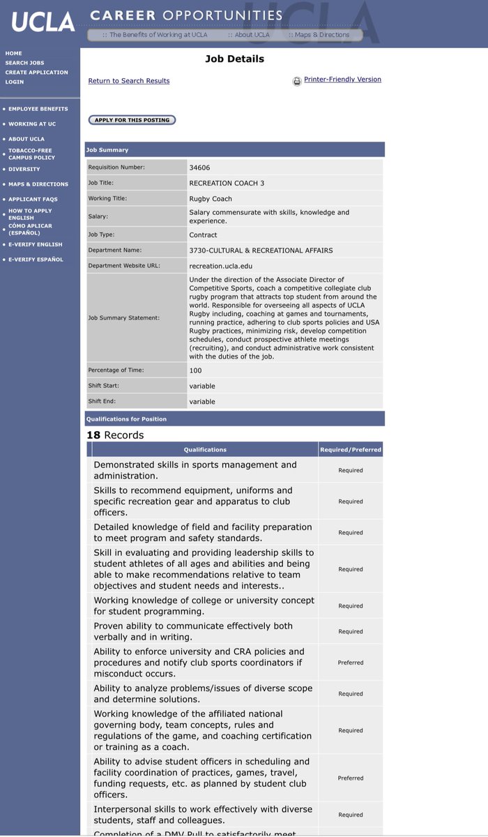 UCLA Head Coach Job Advert for anyone interested to take this great opportunity over from me!