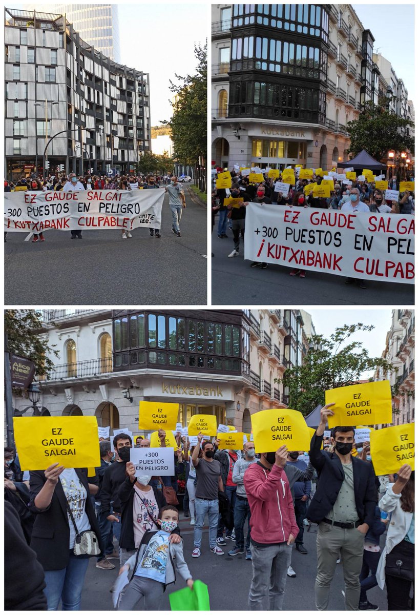La plantilla de Informática de Euskadi, las #300deIDE, se manifiestan de forma mayoritaria en #Bilbao en defensa de sus empleos en peligro por su venta a <a href="/AccentureSpain/">Accenture España</a> por parte de <a href="/Kutxabank/">Kutxabank</a>