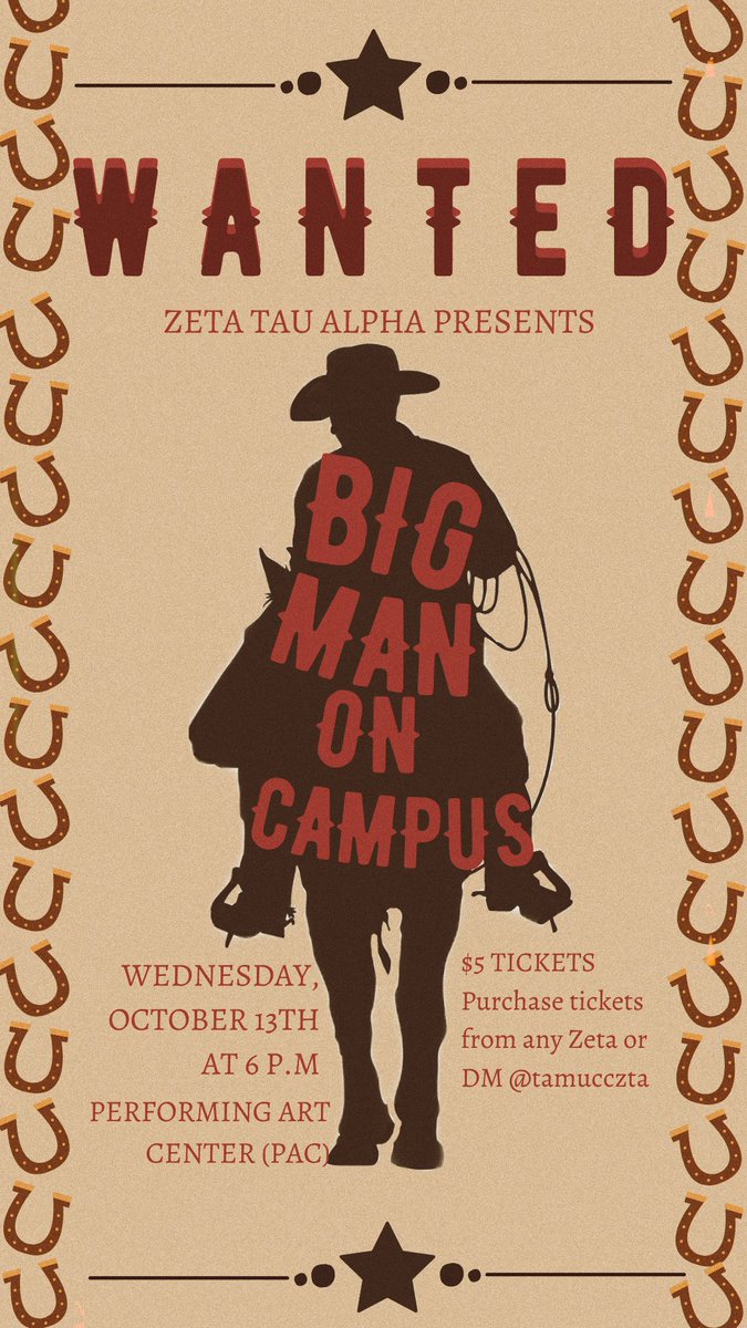 THIS IS NOT A DRILL!!! BIG MAN ON CAMPUS 2021 IS HAPPENING OCTOBER 13TH!!!

tickets are for sale for $5!! find a Zeta on campus or dm our page to get yours!! 🤠🤠
