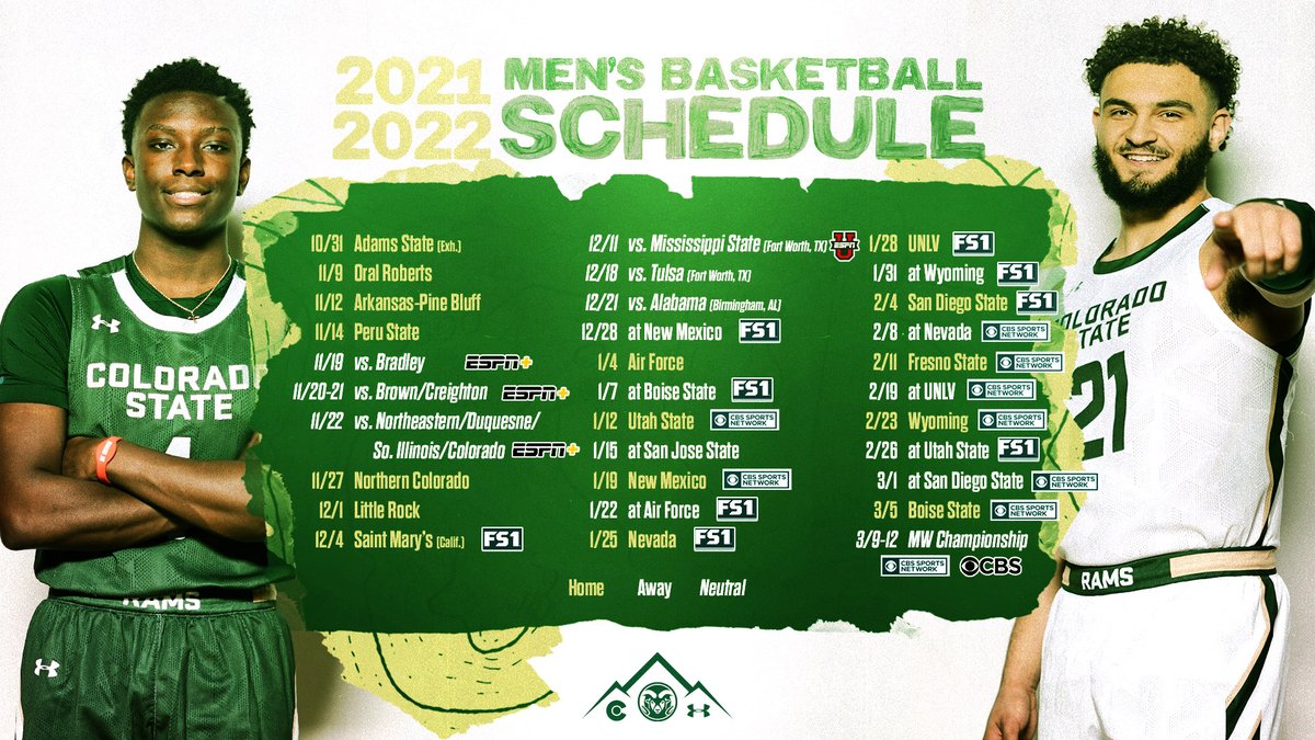 CSUMBasketball's tweet photo. At least 2️⃣1️⃣ national 📺 games this year for your #CSURams !

📝 https://t.co/rtf4VJVbCX
🎟️ https://t.co/7nAyUuEFyw

#ProudToBe | #TeamTogether https://t.co/9TA6NaBE5x
