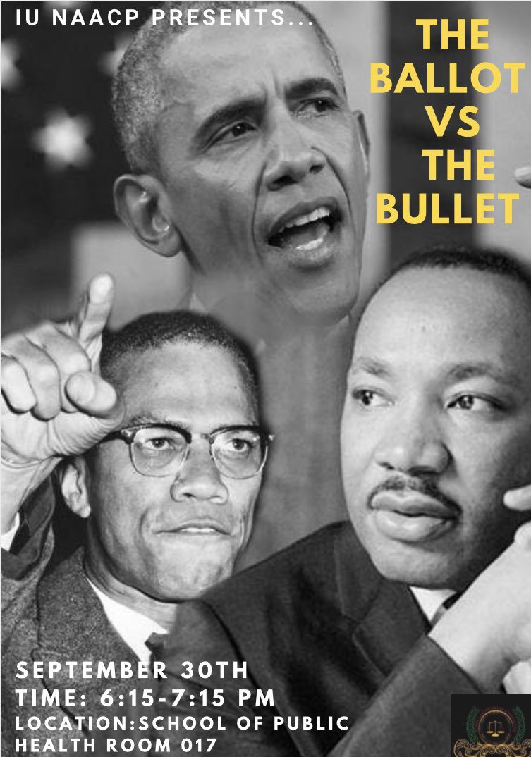 Join us today  at 6:15 with IU Pre-BLSA to talk about influential black leaders that empowered the community with different perspectives and approaches. We will be discussing their conflicting views to issues such as inequality, activism, and the BLM movement. See you soon!!