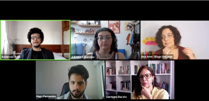 germanabarata's tweet photo. Na mesa que coordenei hoje reunimos Ana Arnt @ntsnaleatorias que coordena o @BlogsUnicamp, @AndersonBrito_  que divulga via Twitter e @hfernandesbio com forte trabalho no Insta, e @Dri_Cabanelas com projeto bacana de banco de fontes DiversiNect. Acesse: https://t.co/wp5EFG4M5l https://t.co/7vg3kavOf2