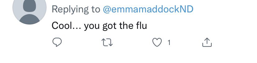emmamaddockND's tweet photo. The flu is cool 😌 https://t.co/RsfeWU1gy0