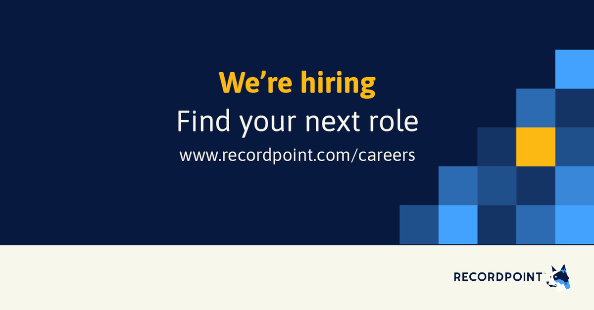 RecordPoint's tweet image. Have experience with data management or compliance technology? We’re looking for a Technical Presales Engineer to join our growing Sales team! Apply now: rcrdpt.news/3F5ztKi