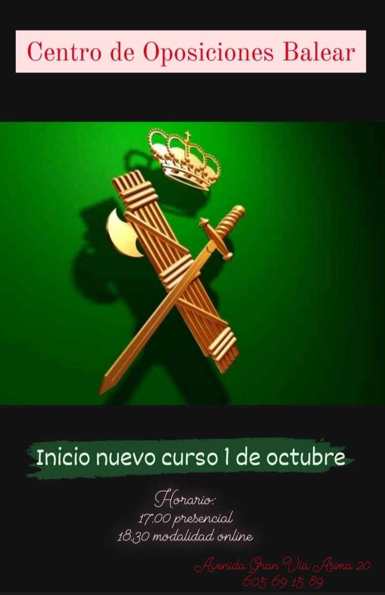 Preparando ya el nuevo curso, estáis todos invitados.<a href="/AEGCnacional/">AEGC Guardia Civil 🇪🇸</a> <a href="/APROGC/">Asociación PRO Guardia Civil</a> <a href="/AUGC_Baleares/">AUGC Illes Balears</a> <a href="/EjercitoAire/">Ejército del Aire y del Espacio</a> <a href="/EjercitoTierra/">Ejército de Tierra 🇪🇸</a> <a href="/UMEgob/">UME</a>