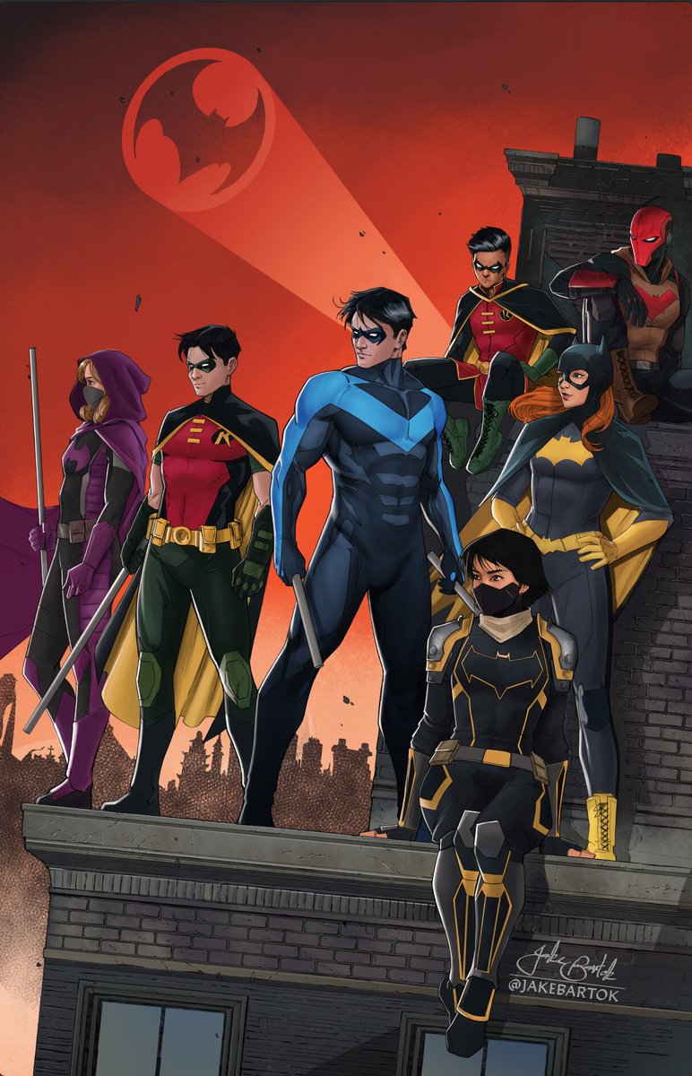 BatmanNotes's tweet photo. Batkids
by @JR_Bartok 
#Batgirl #Nightwing #Robin #RedHood #Batman https://t.co/dpOYdsOM0B