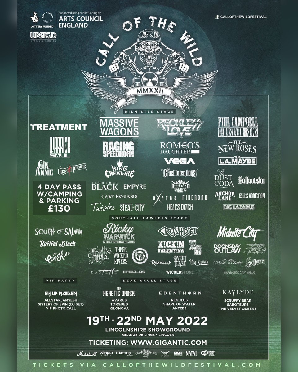 🐺 Call Of The Wild 🐺
What an amazing festival.. just look at this line up! 😳🤩

We're so stocked to be part of this amazing 4 days weekend which will most definitely be one of the best of 2022!

gigantic.com/call-of-the-wi…

See you there 🤘
<a href="/callofthewildf1/">Call of the Wild Festival</a>
