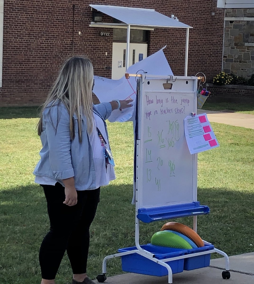 kellyaoconnell's tweet photo. @lisammarkley took the math classroom outdoors today! What a win for all! #marsstars #HappyAndSafe https://t.co/sCWldg9KVT