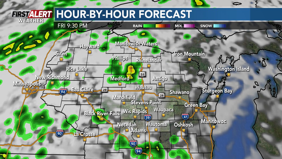 Chad_WSAW's tweet photo. The forecast is improving a bit for the #Friday Night #Football Games across central #Wisconsin. Take your rain gear for the second half of some of the games #HilightZone Shooters ... @BenjaminHelwig @TheLeifEnder @Matt_Infield @ManderfeldNoah et. al. https://t.co/iecwRTVSeV