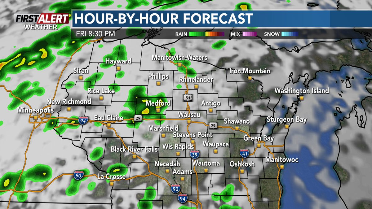 Chad_WSAW's tweet photo. The forecast is improving a bit for the #Friday Night #Football Games across central #Wisconsin. Take your rain gear for the second half of some of the games #HilightZone Shooters ... @BenjaminHelwig @TheLeifEnder @Matt_Infield @ManderfeldNoah et. al. https://t.co/iecwRTVSeV