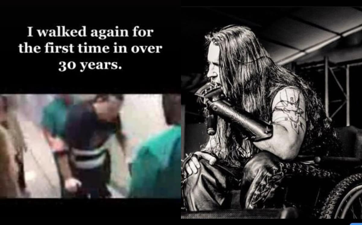 El líder de Possessed, Jeff Becerra, quedó paralizado hace más de 30 años. Después de tanto tiempo, logró volver a caminar por primera vez en 3 décadas gracias a unas piernas robóticas